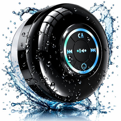 Waterproof Bluetooth Shower Speaker with LED, IPX4 Portable Wireless Hands-Free Mini Speaker, Built-in Mic, Suction Cup