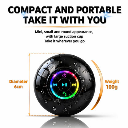 Waterproof Bluetooth Shower Speaker with LED, IPX4 Portable Wireless Hands-Free Mini Speaker, Built-in Mic, Suction Cup