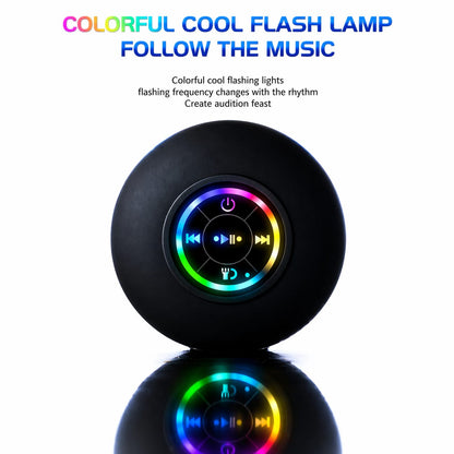 Waterproof Bluetooth Shower Speaker with LED, IPX4 Portable Wireless Hands-Free Mini Speaker, Built-in Mic, Suction Cup