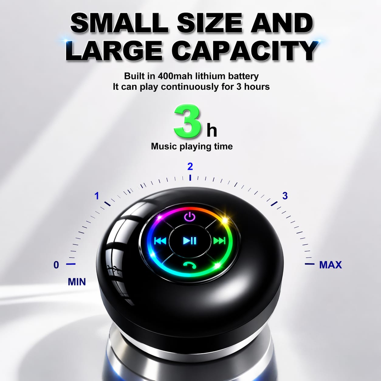Waterproof Bluetooth Shower Speaker with LED, IPX4 Portable Wireless Hands-Free Mini Speaker, Built-in Mic, Suction Cup
