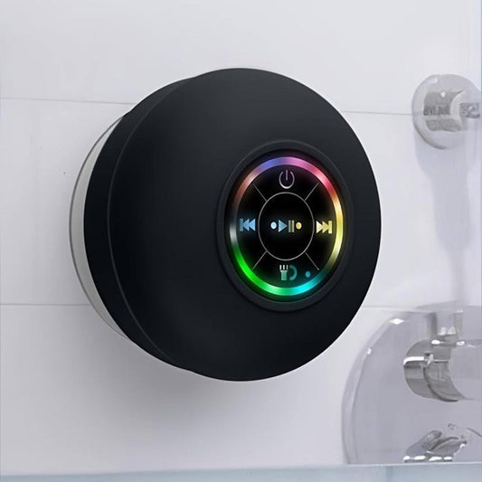 Waterproof Bluetooth Shower Speaker with LED, IPX4 Portable Wireless Hands-Free Mini Speaker, Built-in Mic, Suction Cup